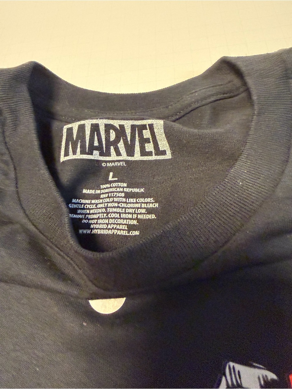 Marvel Black Tee with Red, Blue, Green, Yellow and Purple Avengers Graphic - Picture 3 of 3